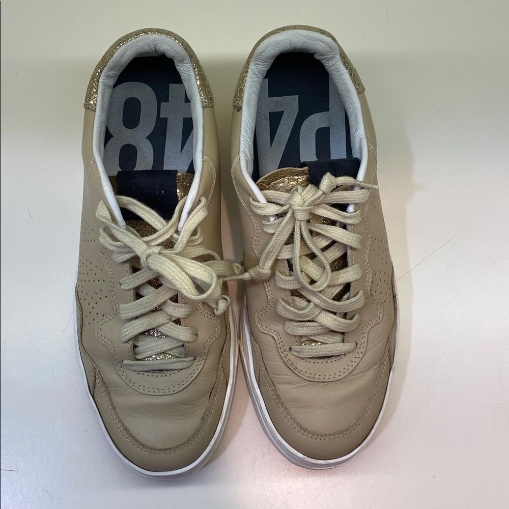 P448 Sneaker Low Top Lace Up Tan & Rose Gold EU 38 - Picture 7 of 11